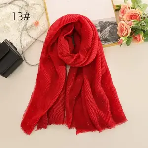 2023 Latest Fashion Cheap price Hijab Cotton and Linen Sequin Crinkle Scarf 170*85 cm Size Cotton Veil