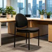 Chaise d'accueil empilable en acier avec revêtement en tissu noir confortable pour salle de conférence, salle de formation, usage professionnel