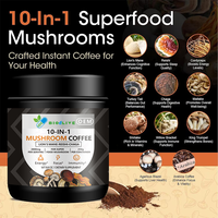 Café instantané aux champignons Reishi et Crinière de lion, HALAL, naturel, 10-en-1, marque distributeur, le plus vendu