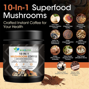 Caffè ai Funghi Biologico HALAL 10-in-1 con Etichetta Privata, Polvere di Caffè Istantaneo <span class=keywords><strong>Reishi</strong></span> e Criniera di Leone, Best Seller - Product Image 3