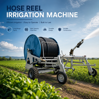 Système d'irrigation mobile à quatre roues avec enrouleur de tuyau, boîte de vitesses et pompe télécommandées, faible bruit, pour l'agriculture rurale