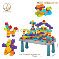 Ensemble de table de jeu de blocs de construction à granulés jouets 88 pièces table en plastique avec grande roue rotative pour le jeu et l'apprentissage des enfants