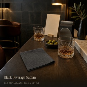 Serviettes de table noires en pulpe vierge pour boissons et cocktails, pour restaurants et bars - Product Image 3