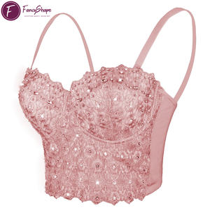 Top Bustier Sexy in Pizzo Naturale con Strass per Donna, Corsetto in Rete per Feste e Addii al Nubilato - Product Image 5