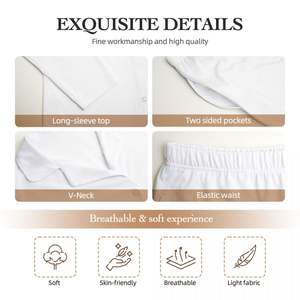 ชุดชุดนอนผ้าสแปนเด็กซ์แขนยาวของผู้หญิงพร้อมโลโก้ปรับแต่งได้และปิดเอวยางยืดแบบผูกเชือก - Product Image 4