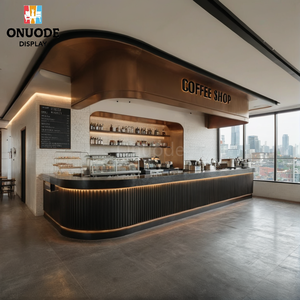 Muebles de Madera a Medida para Cafetería, Diseño de Interiores con Iluminación LED, Barra de Café Personalizable - Product Image 5