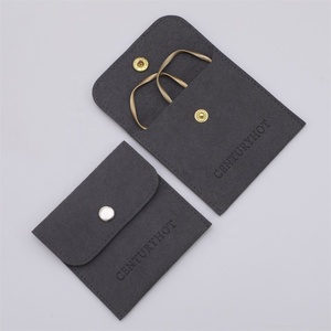 PUPPYSEW Dark Grey Microfiber Jewelry Pouch Bag Jewelry Snap Button Bags With Necklace Bracelet Pouch Bag With Logo Custom - Product Image 1