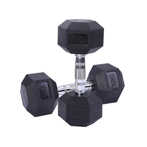 Exercices de gymnastique De Levage De Poids En Fonte de Couleur Noire Haltère Hexagonale Enduite En <span class=keywords><strong>Caoutchouc</strong></span> - Product Image 1