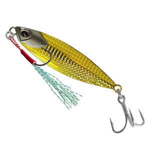 Leurre de pêche Huashengda 13g jaune avec hameçon triple pour la pêche au bar en eau salée - Product Image 2