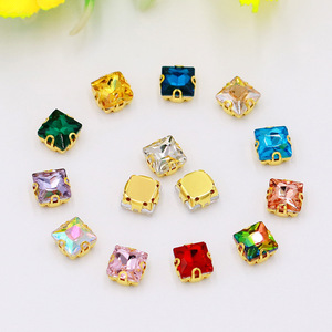 Strass carrés plaqués or à 16 facettes en verre, strass en vrac pour vêtements, robes de mariée, accessoires de artisanat - Product Image 4