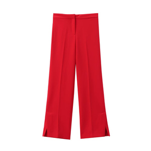 TAOP&amp;ZA Women's Clothing 2024 Summer New Red Fashion <strong>Trousers</strong> With <strong>Split</strong> High Waist Straight Pants 8010600 8011600 - Product Image 2