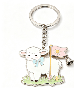 Porte-clés en métal émaillé mouton Kawaii, pendentif de sac en alliage, accessoire cadeau pour clés de voiture - Product Image 1
