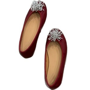 Zapatos Planos de Mujer, Tipo Bailarinas, de Cuero Sintético Dorado, Punta Redonda, Decoración Floral, Sin Cordones, Color Sólido, Cómodos para Todas las Temporadas - Product Image 5