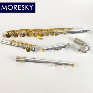 Flûte alto MORESKY 16 trous, clés G, plaqué argent/or, avec deux embouchures - Product Image 2