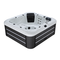 Bain à remous extérieur en acrylique de qualité supérieure, spa pour 5-6 personnes avec jets de massage puissants, double pompe, éclairage LED, pour la maison et le jardin