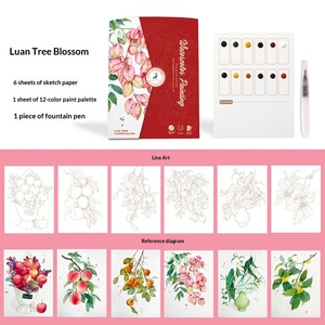 Livre de coloriage créatif à l'aquarelle, 12 couleurs, peintures à l'aquarelle solides, <span class=keywords><strong>papier</strong></span> de peinture anti-stress pour adultes - Product Image 6