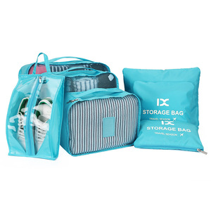 LHI 7 <span class=keywords><strong>Set</strong></span> impermeable maleta de equipaje, acabado ropa organizador bolsa viajes de malla de almacenamiento de bolsas - Product Image 2