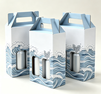 Boîtes rigides carrées pour bière, café et boissons, avec poignée, papier couché, pelliculage brillant, lot de 2, logo personnalisé, emballage artisanal pour brasserie