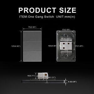 Kiểu dáng đẹp phong cách hiện đại Nam Mỹ tiêu chuẩn 1 Gang 1 cách 2 cách đẩy nút an toàn thiết bị chuyển mạch Acrylic Bảng điều chỉnh bền đáng tin cậy chuyển đổi - Product Image 5