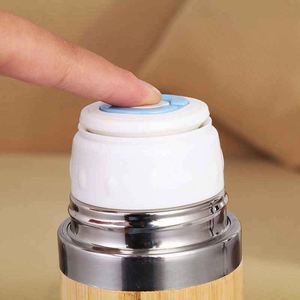 Stainless Steel Vacuum Flask With Bamboo Finish Double Wall Insulated Travel Thermos With Rope Handle - Product Image 5