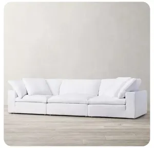 SF111 Sofá moderno y acogedor Muebles de sala de estar Sofá de nube de madera Sofá blanco seccional personalizado Modular blanco