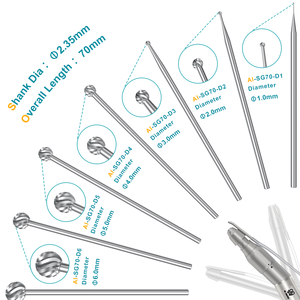 Sg45/70-<span class=keywords><strong>d</strong></span> phẫu thuật nha khoa <span class=keywords><strong>burs</strong></span> Carbide <span class=keywords><strong>d</strong></span>âu tây khoan HP BUR dia. 2.35mm microsurgery tay KHOAN XƯƠNG Cutter kết thúc kim - Product Image 2