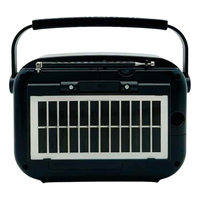Pour Eletree RX-366CS, horloge-réveil portable rétro solaire, haut-parleur LED, batterie 18650, charge DC, lecteur de musique USB, carte TF, AM FM SW 3 bandes