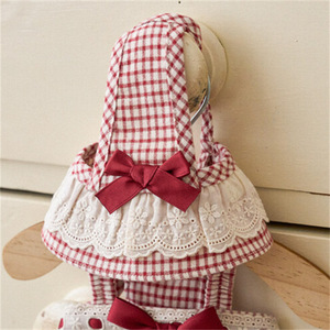 2025 été nouveau vêtements pour animaux de compagnie chat et <span class=keywords><strong>chien</strong></span> arc dentelle <span class=keywords><strong>Plaid</strong></span> deux jambes manteau + chapeau - Product Image 3