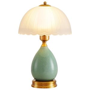 European Ceramic Table Lamp E27 LED Switch Control Eye Caring <b>Bedside</b> Desk Lighting - Product Image 5