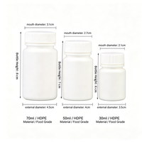 Bouteille de stockage ronde opaque en HDPE, multi-tailles, blanche, avec couvercle à vis, pour l'emballage de pilules, capsules, granulés, poudres, échantillons chimiques