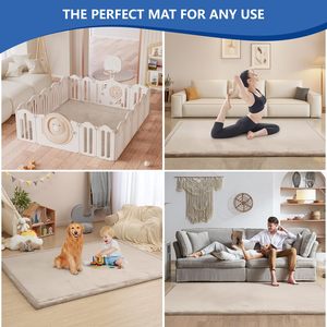 Tapis de jeu en velours corail bouclé antidérapant extra épais de haute qualité et écologique pour bébés et enfants, idéal pour la lecture à la maison - Product Image 3