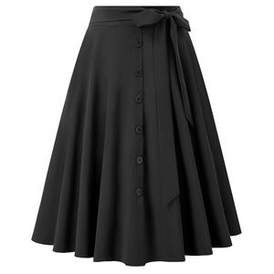 BPE02091 BP Womens Belt Decorated <strong>Skirt</strong> With Pockets Flared A-Line Buttons Decorated Black and <strong>Navy</strong> Blue Pleated <strong>Skirts</strong> - Product Image 1