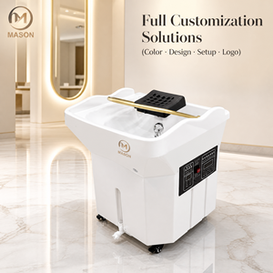 Bac à shampoing et lavabo hydro-massant portable professionnel moderne avec structure en fer noir pour salon, spa, soin du cuir chevelu et lavage des cheveux - Product Image 1