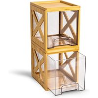 Lot de 2 tiroirs de rangement réutilisables en bambou, écologiques, empilables pour biscuits et dosettes de café, organisateur de cuisine et de garde-manger