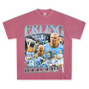 T-shirt à manches courtes personnalisé avec graphique de superstar du football norvégien, 250 GSM, poids lourd, surdimensionné, streetwear pour hommes - Product Image 1