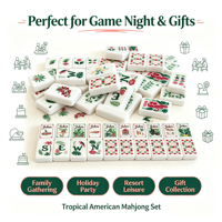 Ensemble de Mahjong américain en acrylique hautement transparent de qualité supérieure, tuiles de Mahjong de style tropical, ensemble de jeu de Mahjong ornemental pour cadeaux de vacances