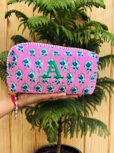 Pochette de maquillage florale en coton faite à la main, prix de gros, cadeaux pour demoiselles d'honneur, sac cosmétique pour demande en mariage, sacs cosmétiques grande capacité pour femmes - Product Image 3