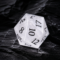 Vente en gros de dés de jeu polyédriques DND, dés en pierre naturelle de quartz blanc transparent, ensembles de dés personnalisés avec logo pour Dungeons and Dragons RPG