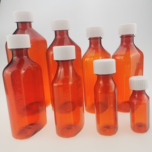 Conteneur de bouteille de liquide ambre de médecine de toux de sirop infusé aux herbes en plastique ovale - Product Image 5