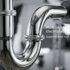 Siphon de <span class=keywords><strong>lavabo</strong></span> G1-1/4 anti-odeur réglable pour salle de bain d'hôtel, tuyau de vidange de <span class=keywords><strong>lavabo</strong></span>, raccord de plomberie en P - Product Image 2