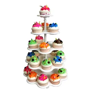 Présentoir à gâteaux à cinq couches Présentoirs à cupcakes Porte-desserts réutilisable à plusieurs niveaux Prix d'usine en plastique de haute qualité