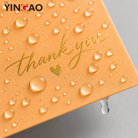 Cartes de remerciement personnalisées écologiques avec impression de logo en feuille d'or, papier orange, emballage artisanal imperméable, insert inclus