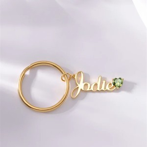 Colgante personalizado de acero inoxidable grabado con nombre en inglés, de gran venta transfronteriza, y llavero con piedra de nacimiento. - Product Image 4