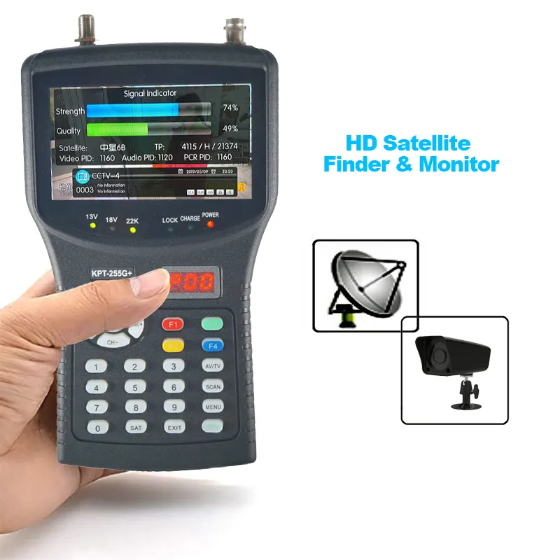 KPT-255G+ LED Multifunctional DVB-S/S2 MPEG-4 Signal Handheld AHD CCTV Camera Monitor Satfind Digital HD Satellite Finder
