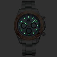 Прямая поставка водонепроницаемые полностью автоматические наручные часы супер светящиеся водонепроницаемые механические мужские часы из нержавеющей стали с хронографом