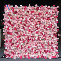 Rosa Weiße Rote Rosen Hortensien Künstliche Blumenwand Hintergrund für Hochzeitszeremonie Babyparty Geburtstag Fotobox Dekoration