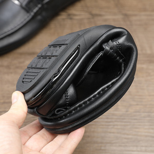 Men's Genuine Leather Loafers Round Toe Slip-On Soft Rubber Sole <b>Summer</b> Casual Shoes Buckle <b>Decoration</b> - Product Image 2