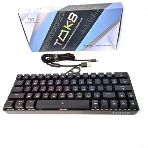 Teclado Blanco 60% Keyboard mekanik Teclado, papan ketik permainan Inalambrico mekanis Com Rgb Fio Usb senyap untuk Pc