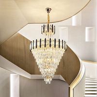 Lustre en cristal de fer à hauteur réglable, à commande vocale, à LED, pour la protection des yeux, style moderne, décoratif, pour restaurant, villa, hall d'hôtel