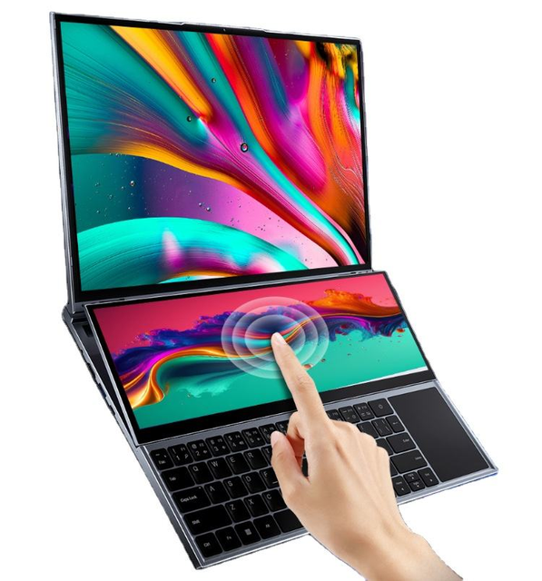 16"+14" Intel Core I7-9750H Dual Screen Laptop Computer Win 11 Touch Screen Slim Portable Double Screen Laptops PC for Business